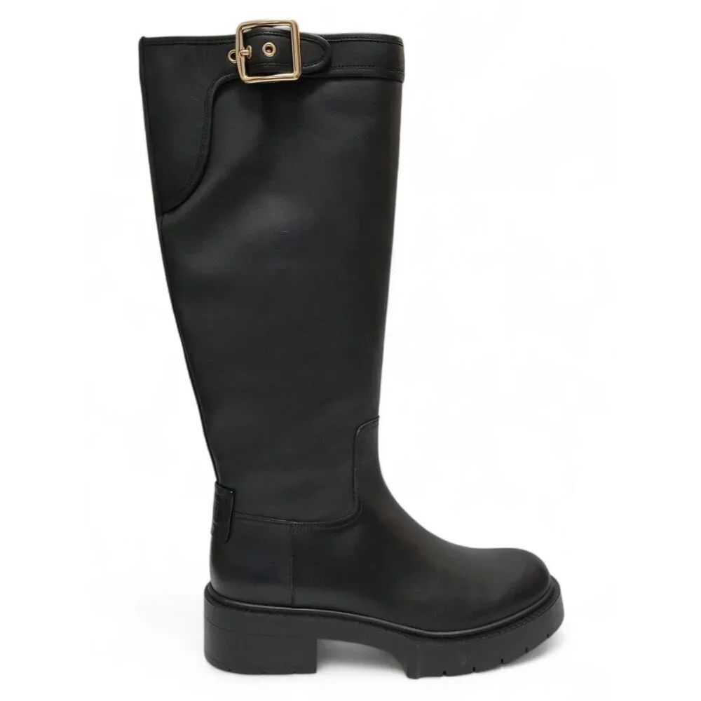 Coach Lilli Tall Riding Boots Leather Knee High Lug Sole - Picture 3 of 16